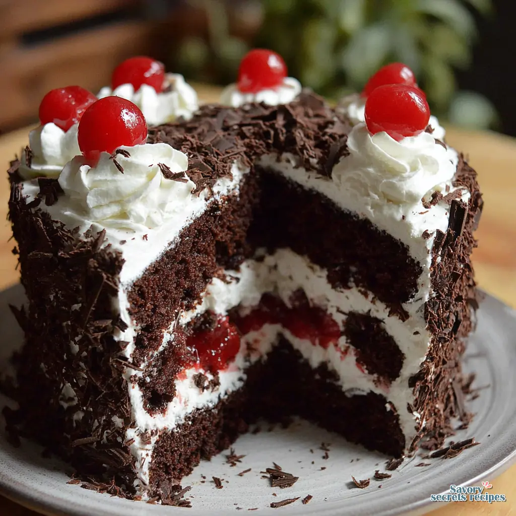 easy black forest cake recipe with cake mix final presentation