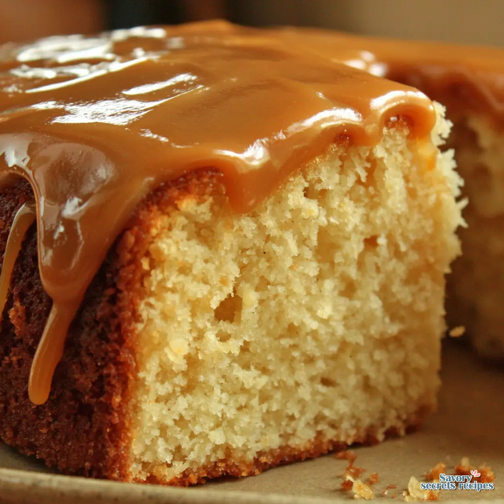 easy caramel cake from box mix final presentation