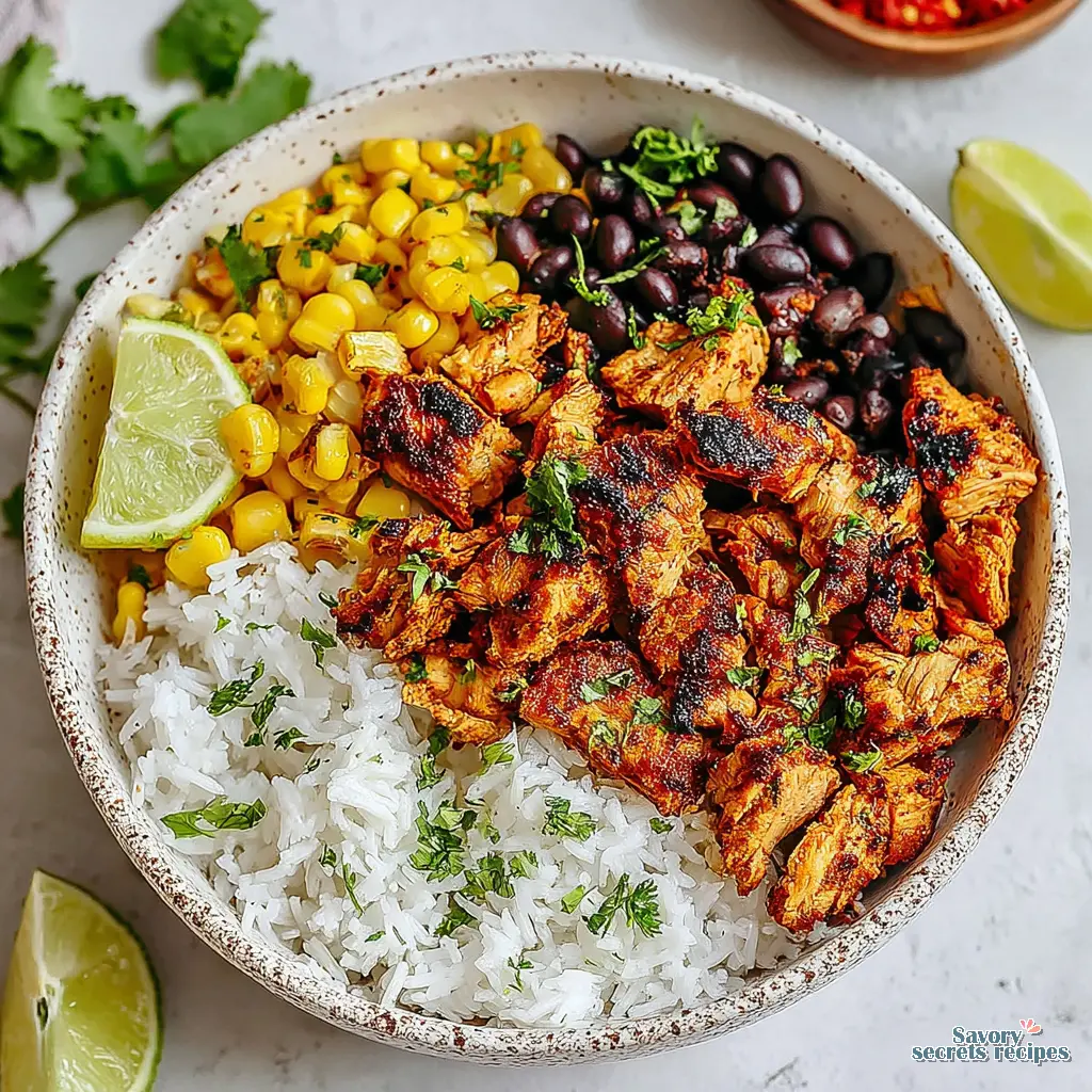 easy chicken bowl recipe close up