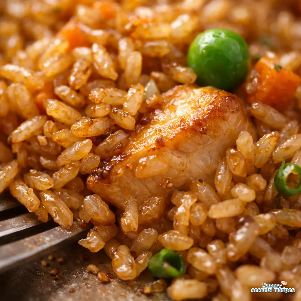 easy chicken fried rice close up