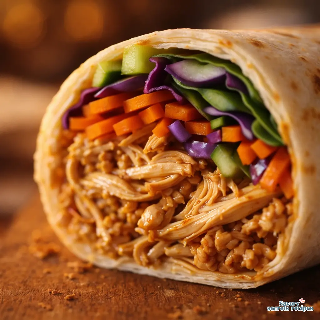 easy chicken lunch wrap close up