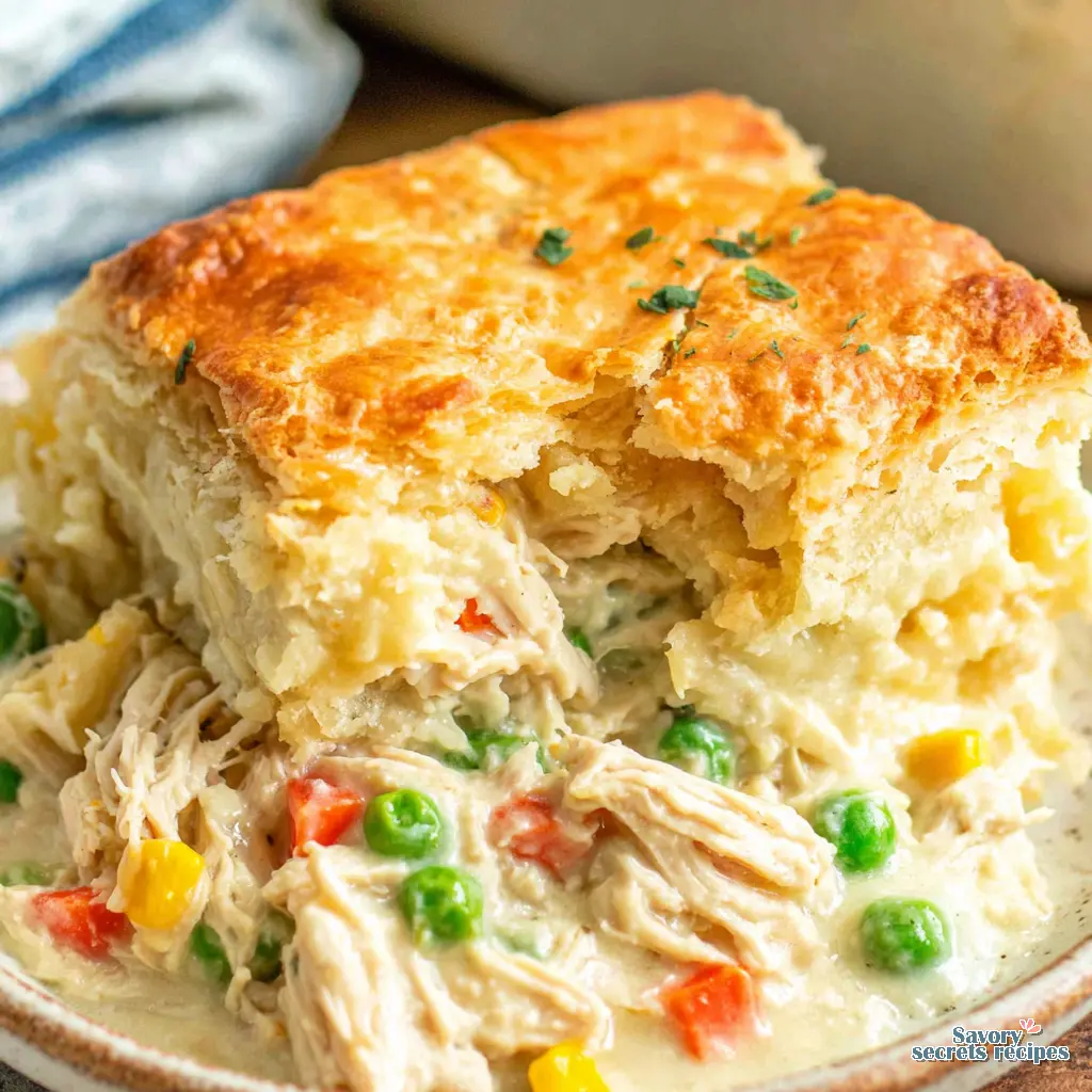 easy chicken pie dinner close up