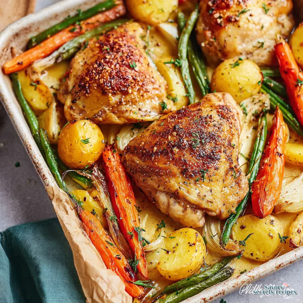 easy chicken tray bake close up