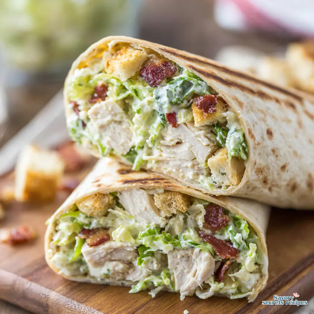 easy chopped chicken caesar wrap final presentation