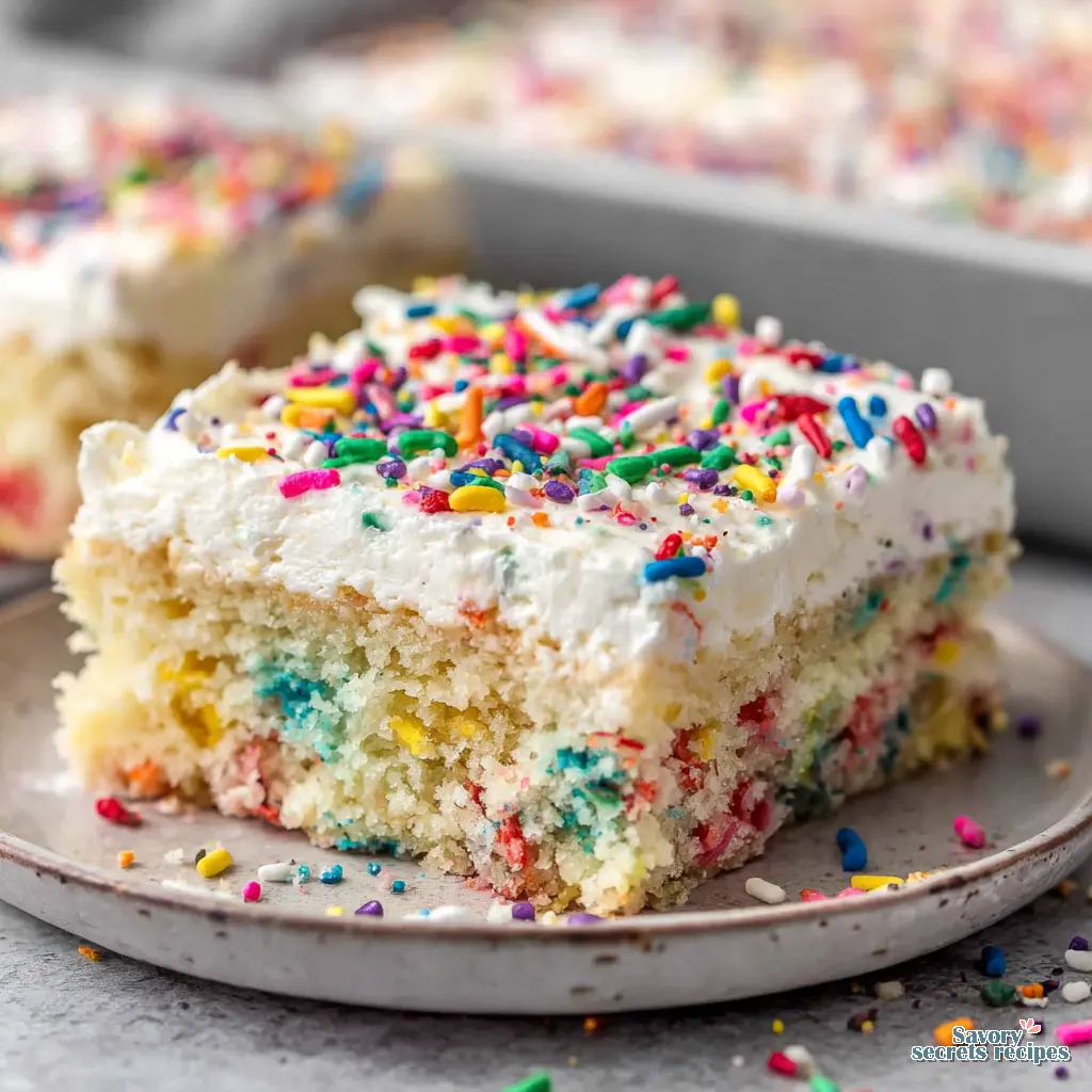 easy funfetti sheet cake final presentation