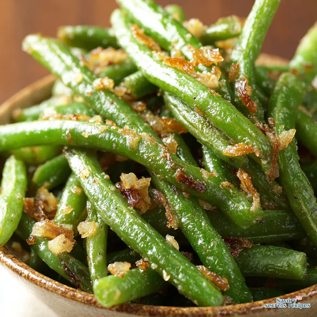 easy green bean side dish close up