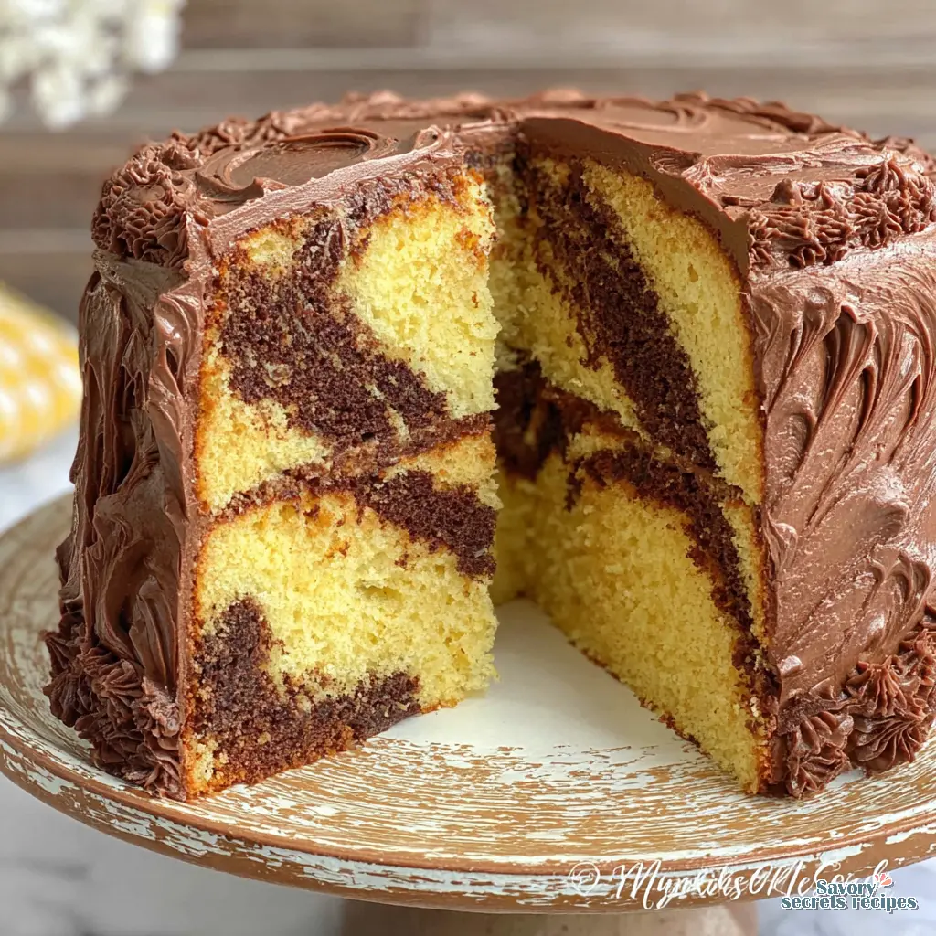 easy marble cake with box mix close up