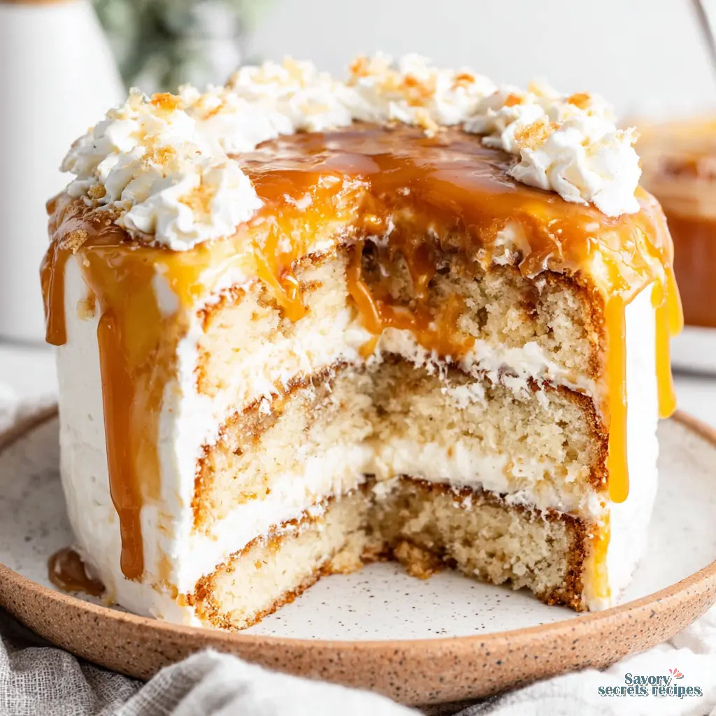 eggless caramel cake recipe close up
