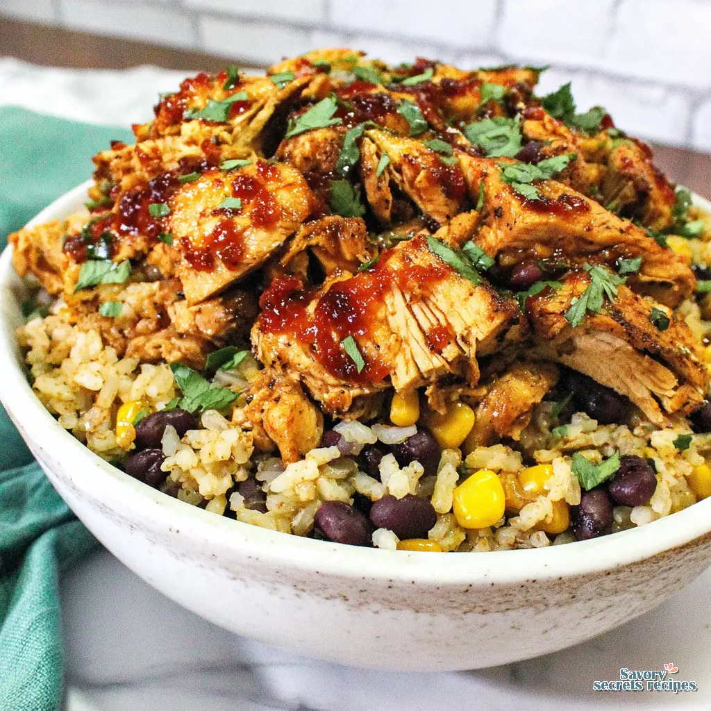 freezer friendly chicken burrito bowls close up