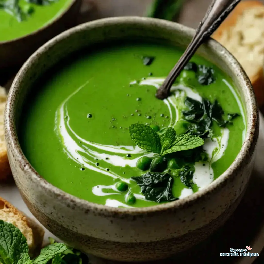 fresh pea and mint soup final presentation
