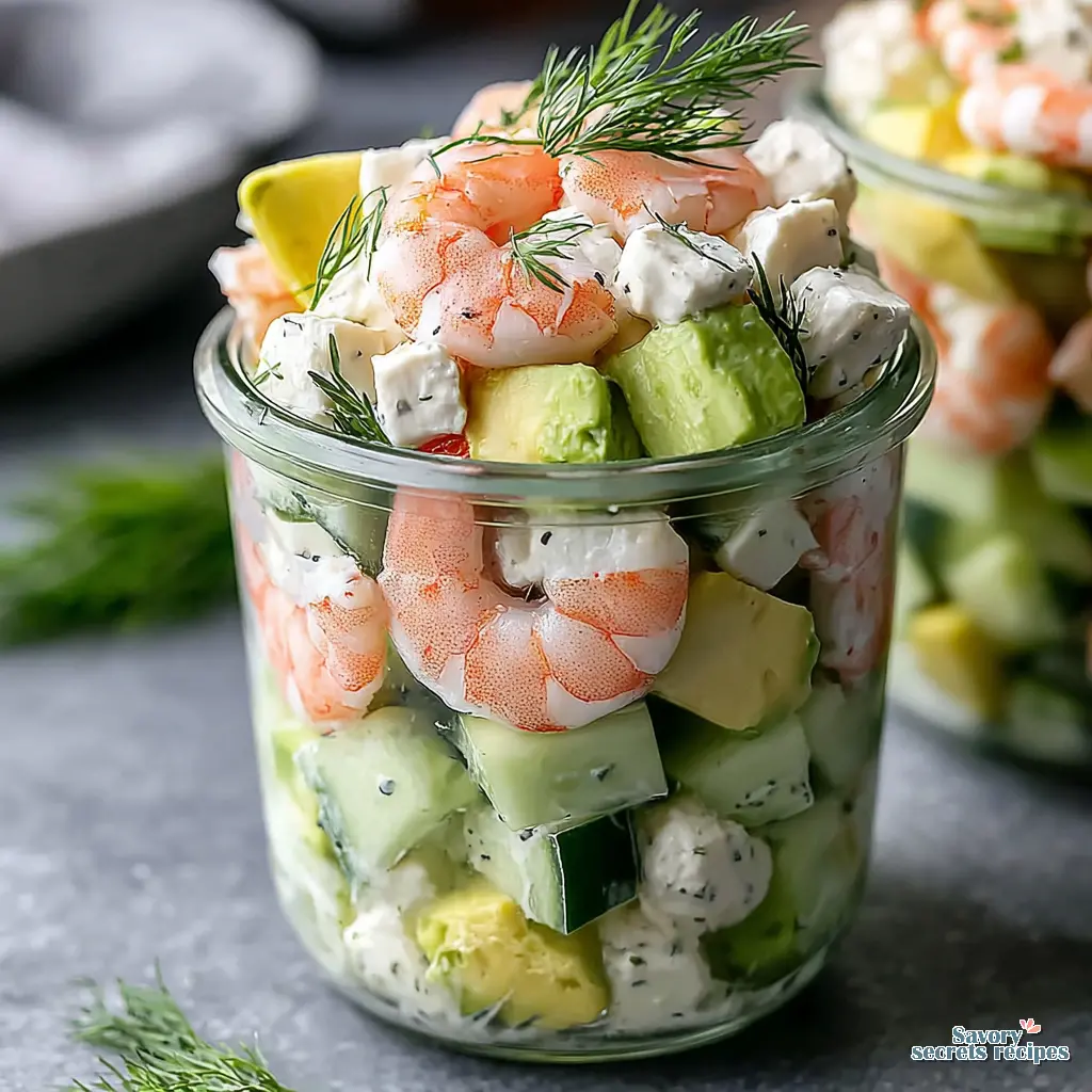 fresh shrimp lunch salad close up