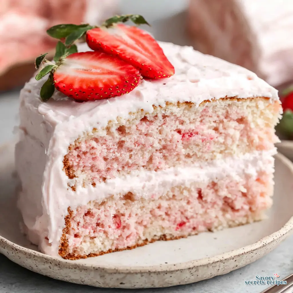 fresh strawberry cake final presentation