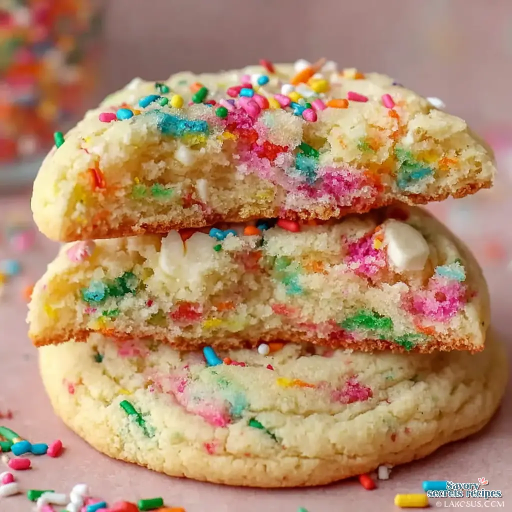funfetti birthday cake cookies close up