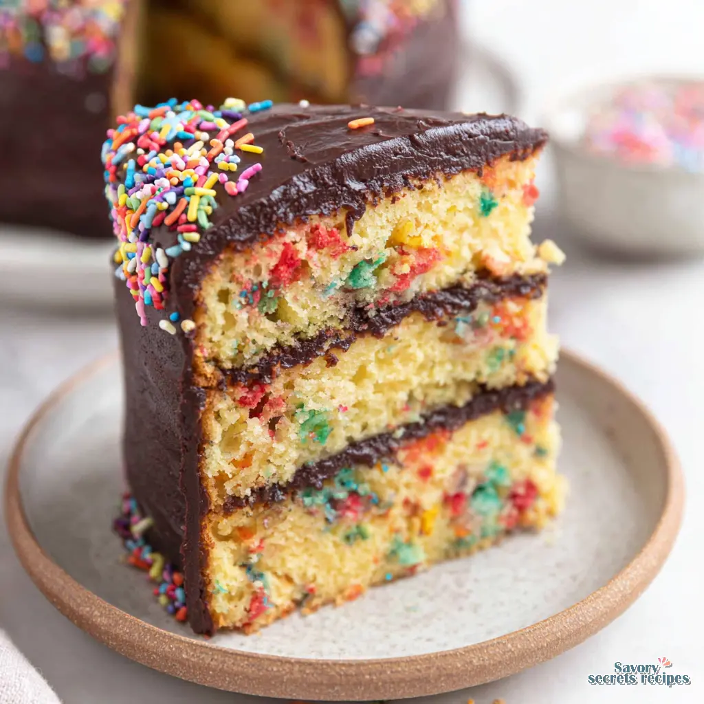 funfetti birthday cake with chocolate frosting - variation 4