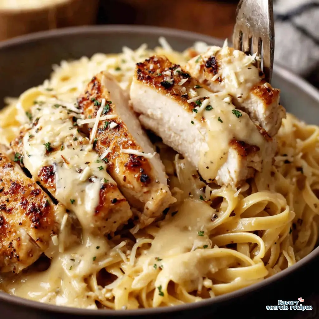 garlic butter chicken bites with creamy parmesan pasta - variation 4