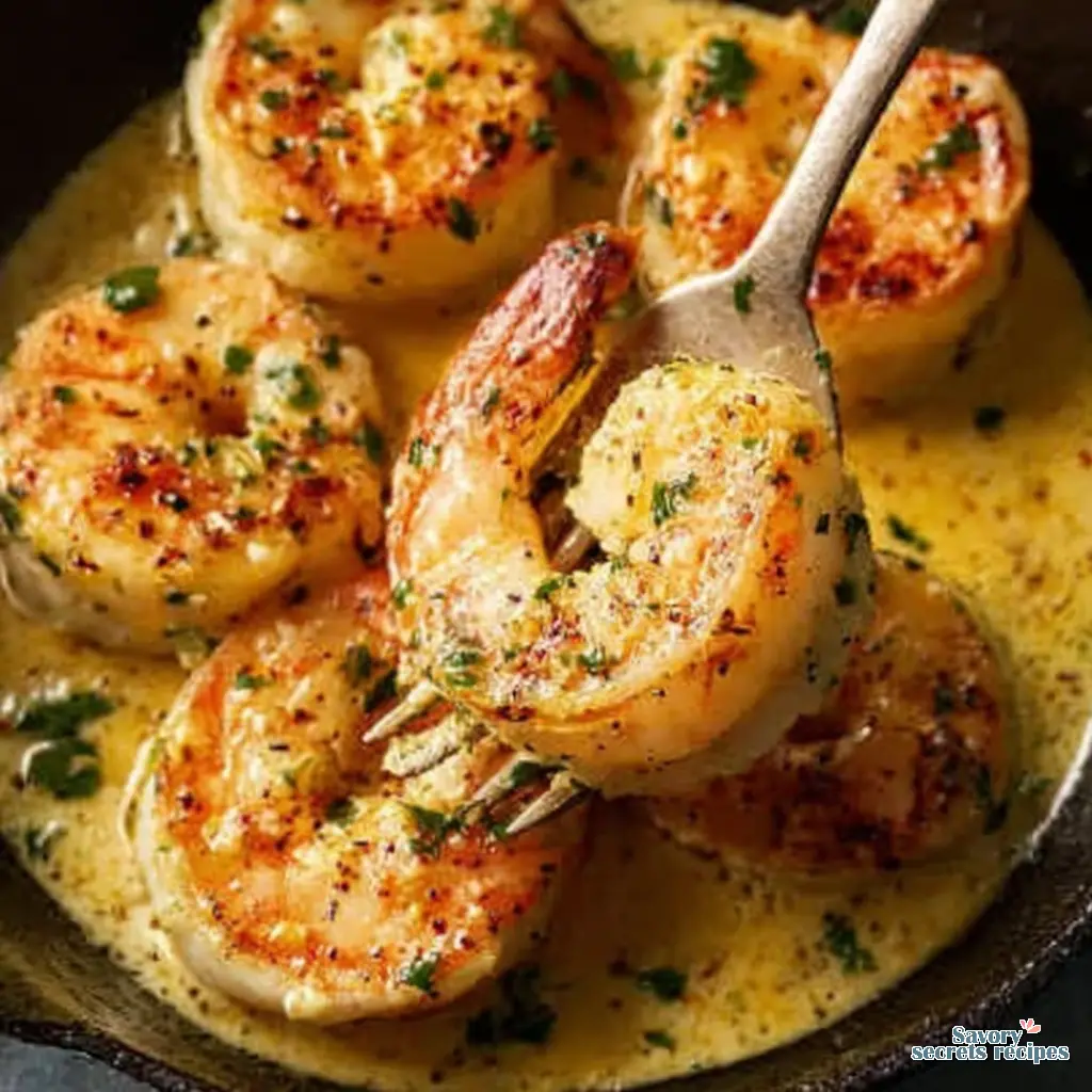 garlic butter shrimp close up