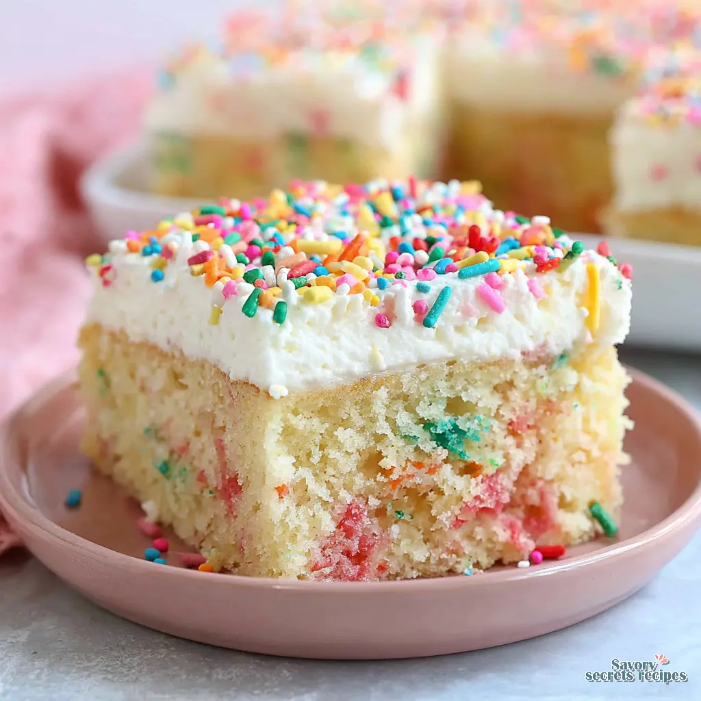 gluten free funfetti sheet cake close up