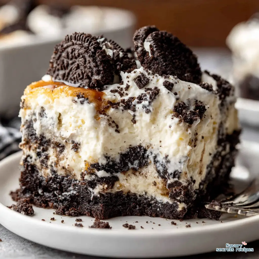 gluten free oreo dump cake close up