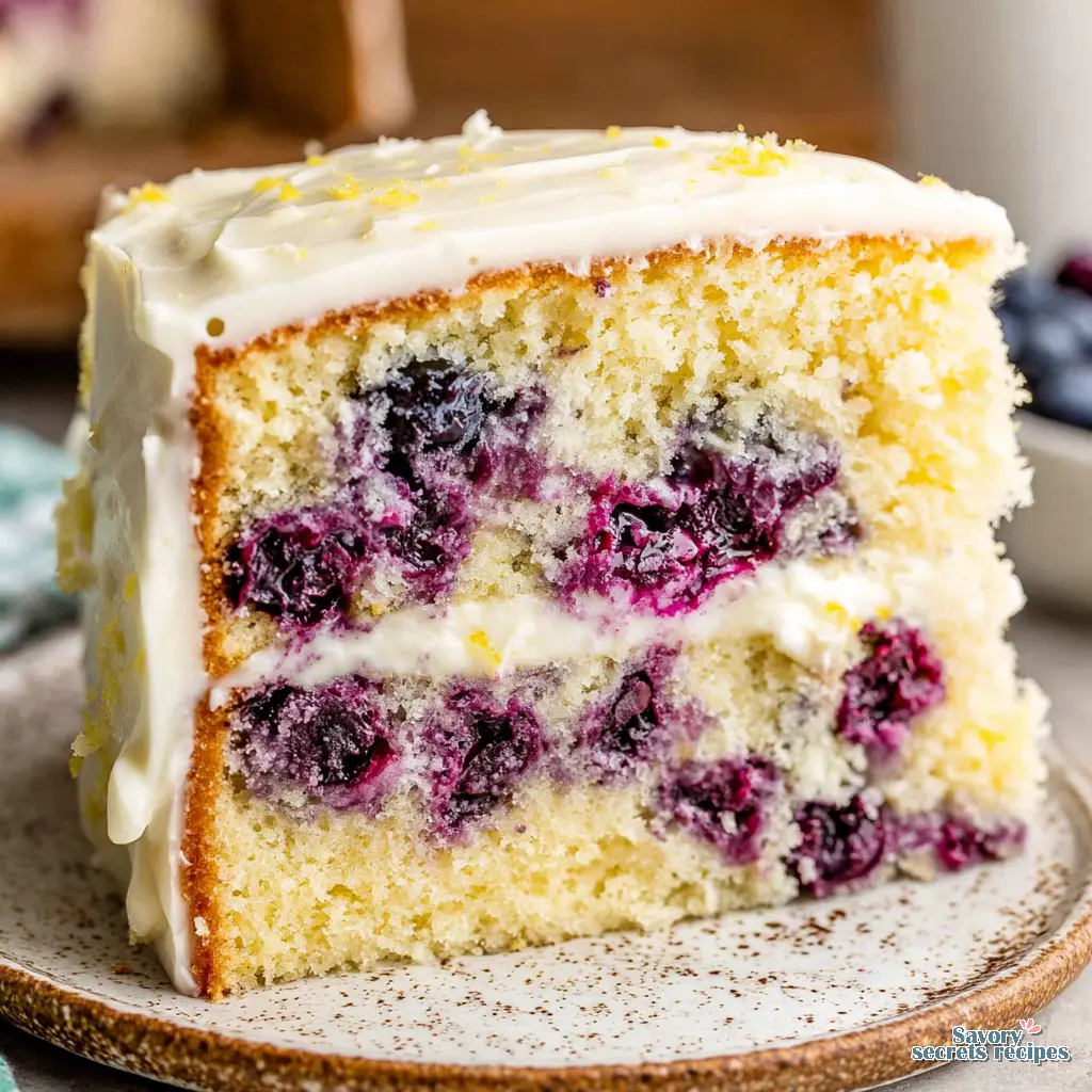 Gluten-Free Lemon Blueberry Cake (Dairy-Free Option) close up