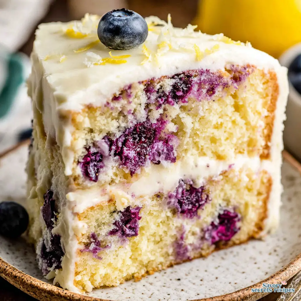 Gluten-Free Lemon Blueberry Cake (Dairy-Free Option) final presentation