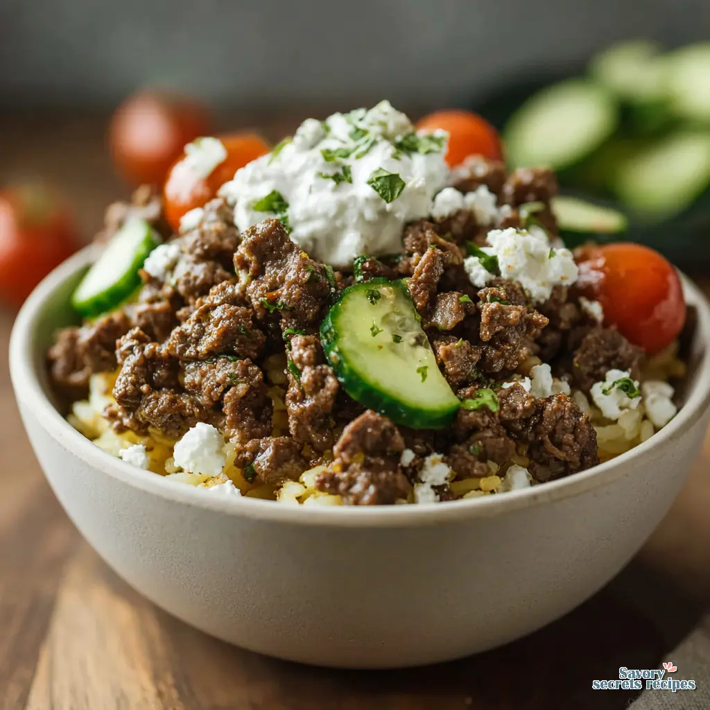 greek ground beef rice bowl final presentation