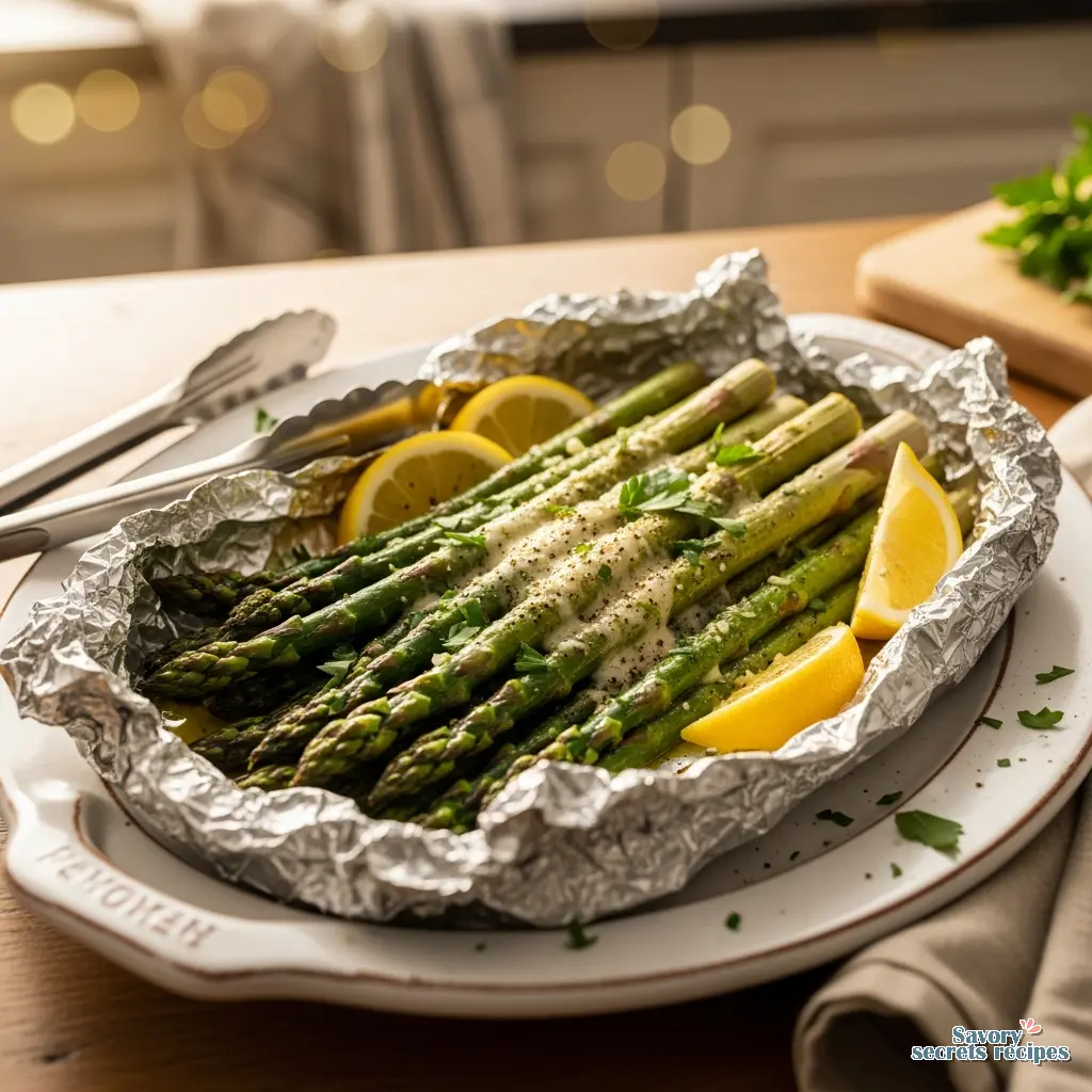 grilled asparagus in foil final presentation