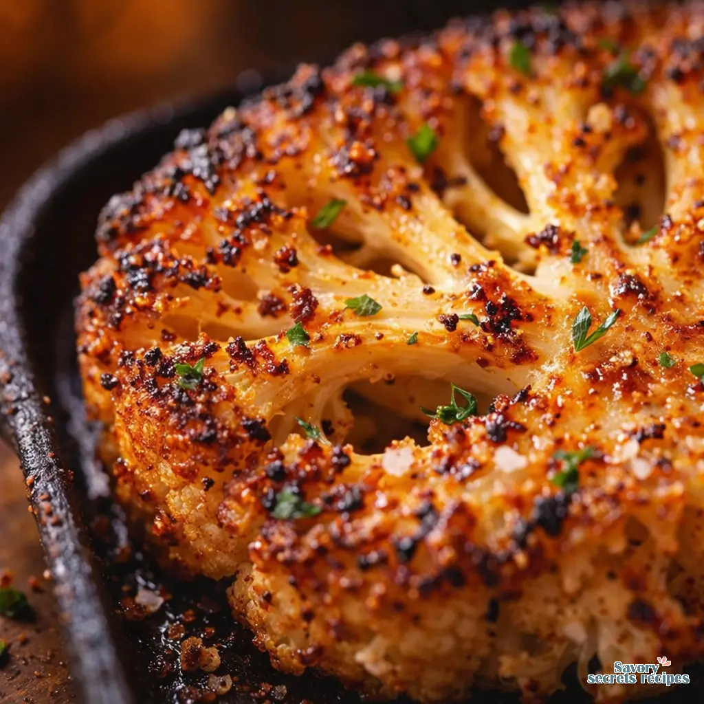 grilled cauliflower steaks on the grill close up