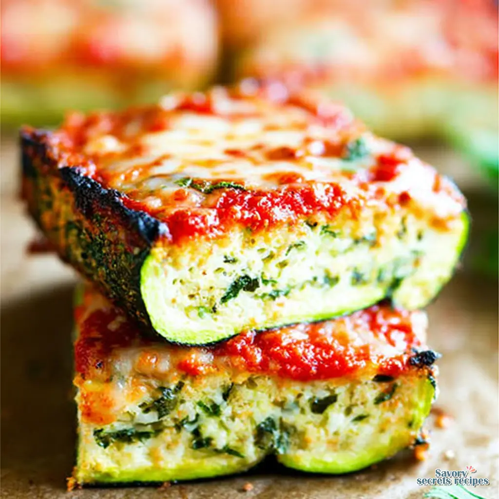 Grilled Zucchini Pizza Slices close up