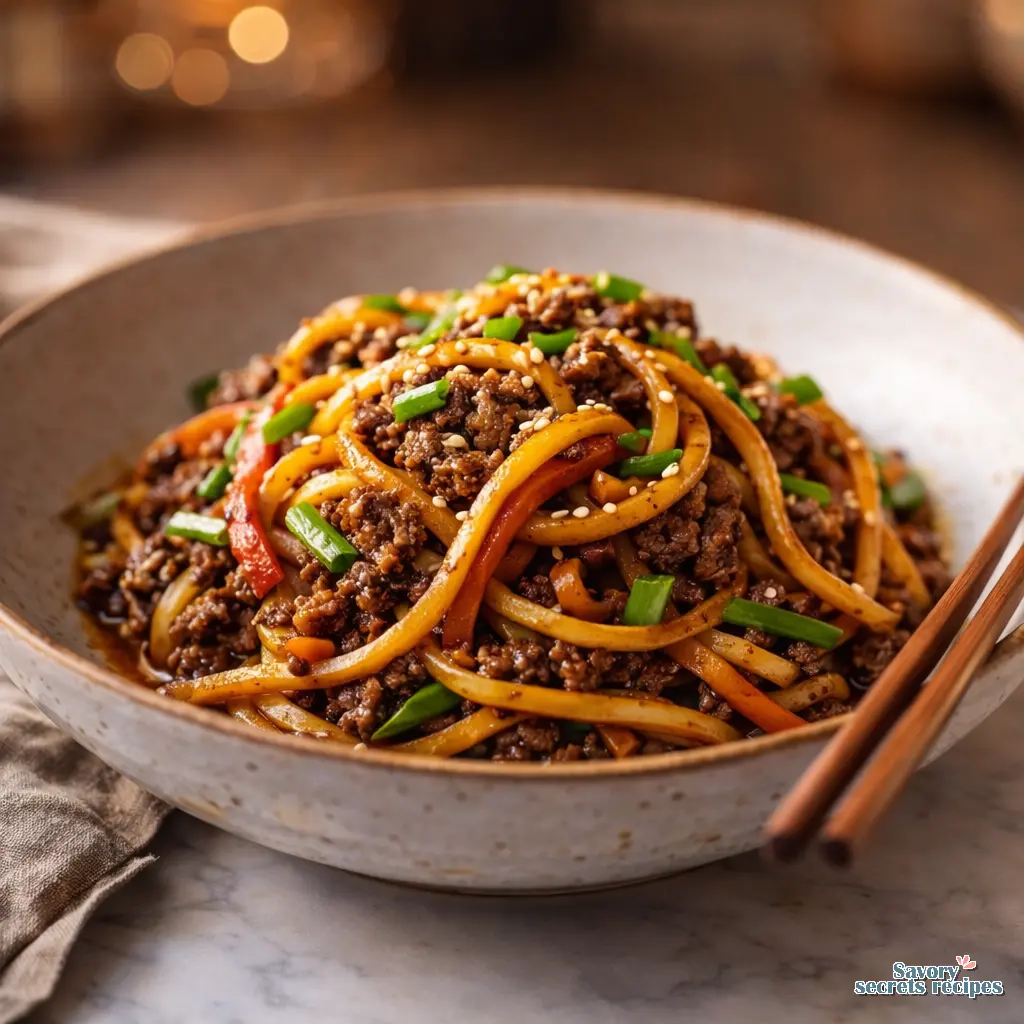 ground beef egg noodle stir fry final presentation