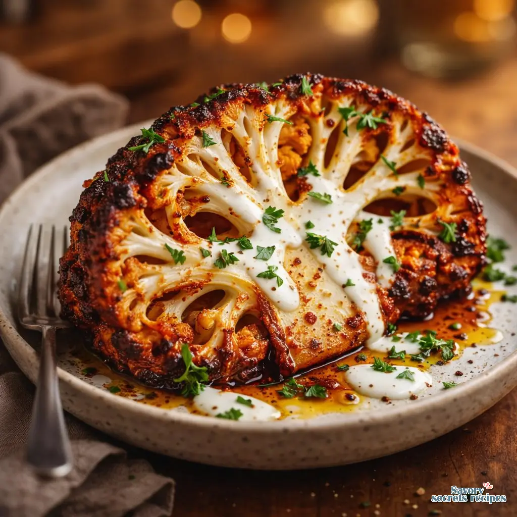 harissa roasted cauliflower steaks final presentation