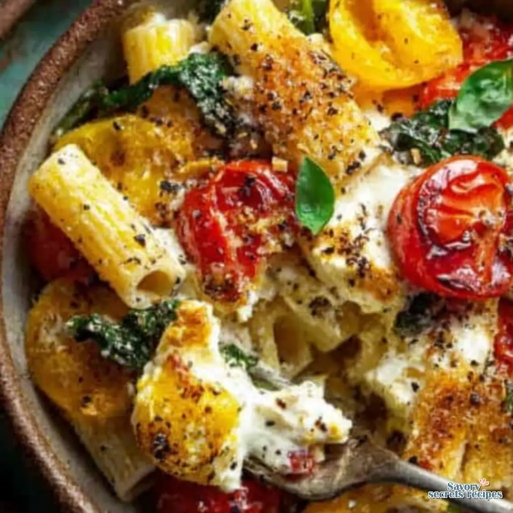 healthy baked feta pasta recipe final presentation