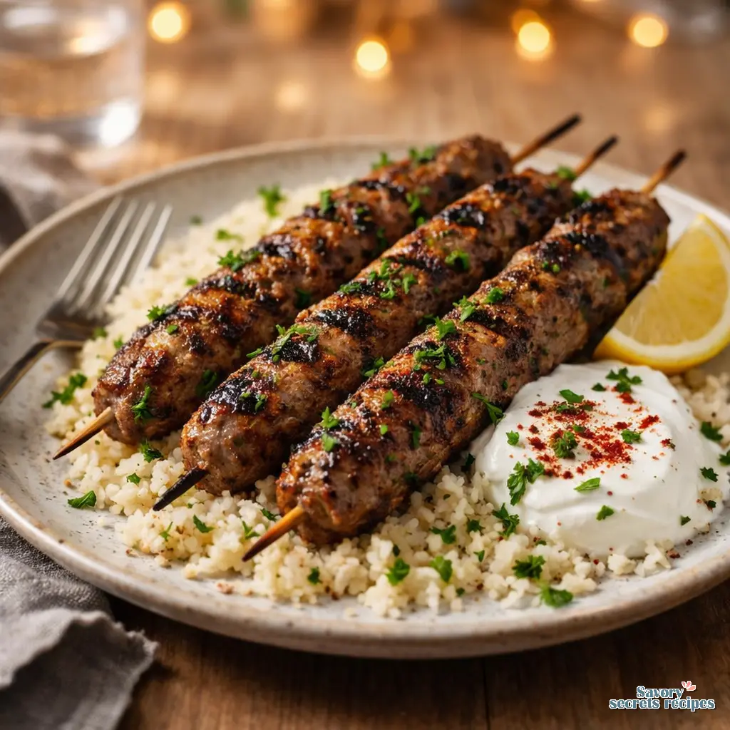 healthy beef kofta skewers recipe final presentation