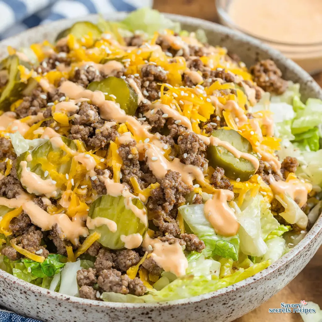 healthy big mac bowl recipe close up