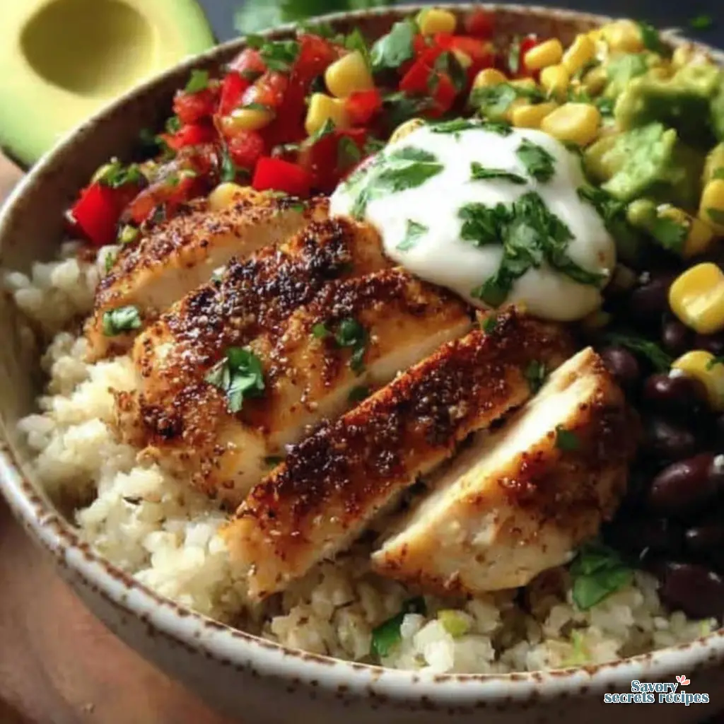 healthy burrito bowl close up