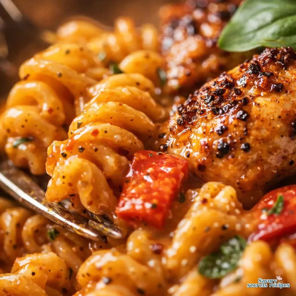 healthy cajun chicken pasta recipe close up
