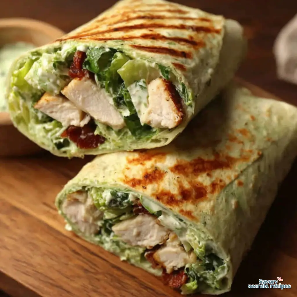 healthy chopped chicken caesar wrap final presentation