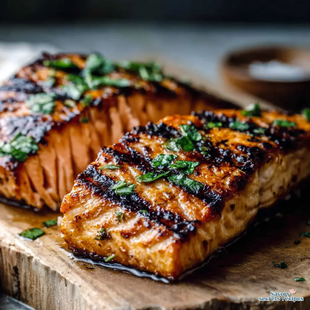 healthy grilled salmon close up