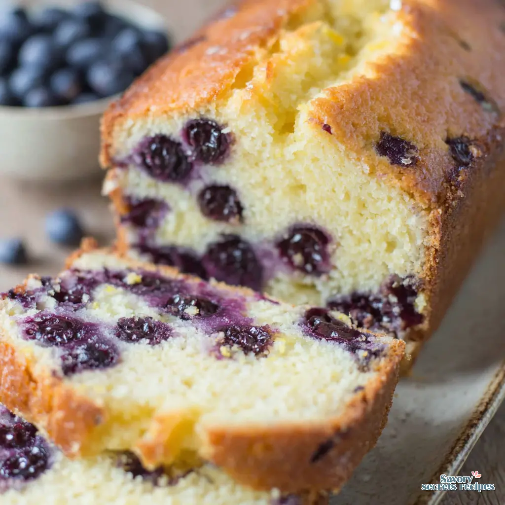 Healthy Lemon Blueberry Cake with Greek Yogurt close up