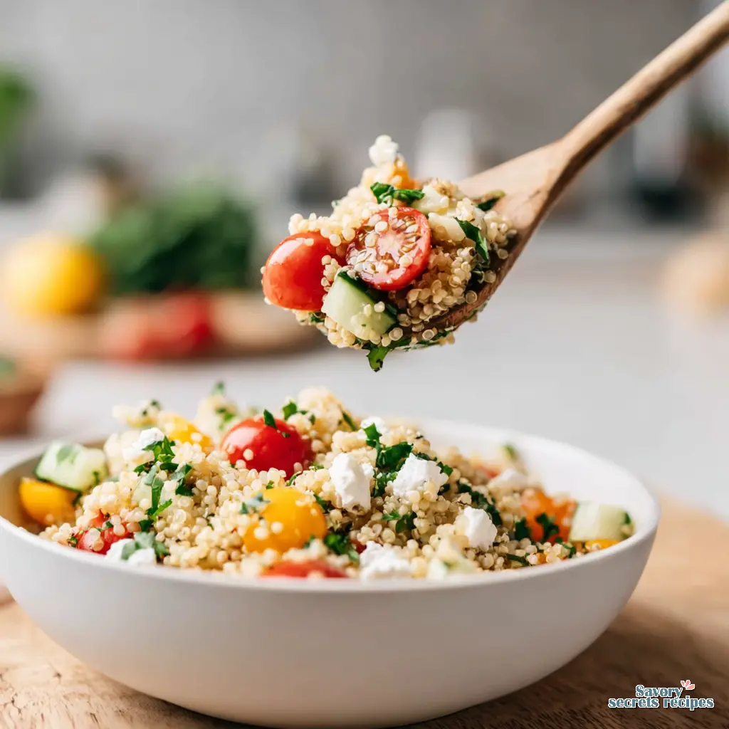healthy quinoa salad close up