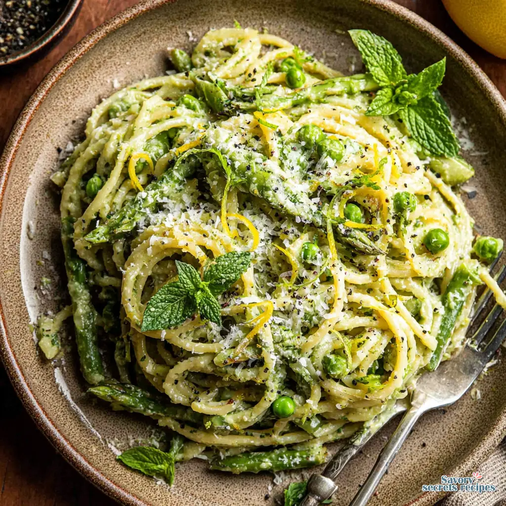 herby spring pasta recipe final presentation