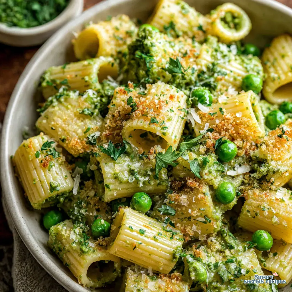 herby spring pasta recipe close up