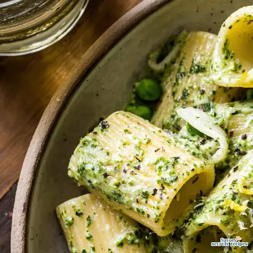 herby spring pasta recipe close up