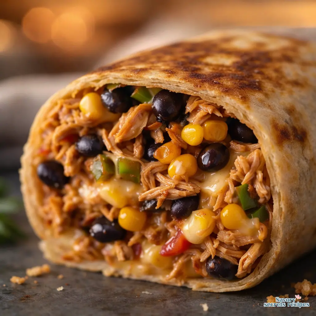 high protein chicken burrito recipe close up