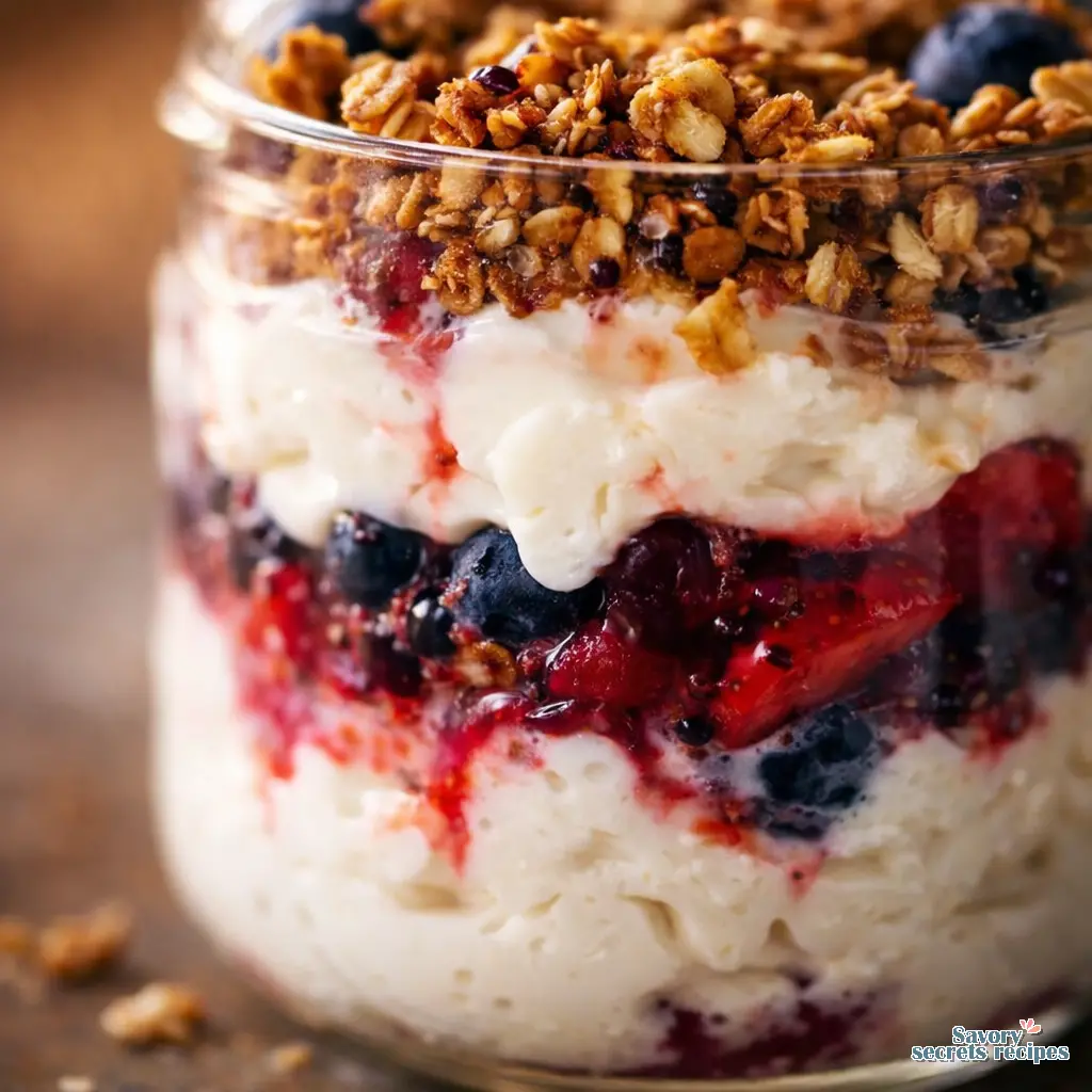 high protein greek yogurt parfait recipe close up