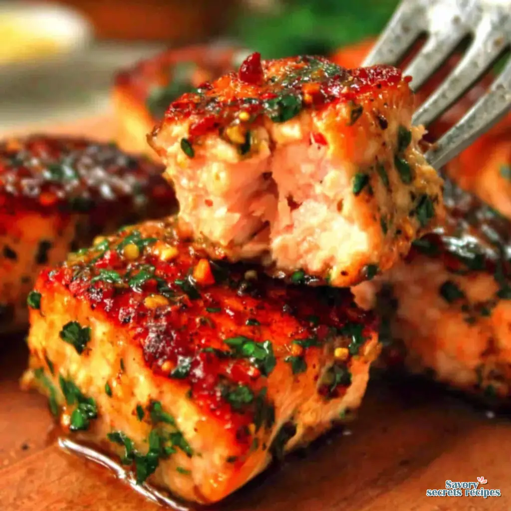 honey garlic air fryer salmon bites - variation 4