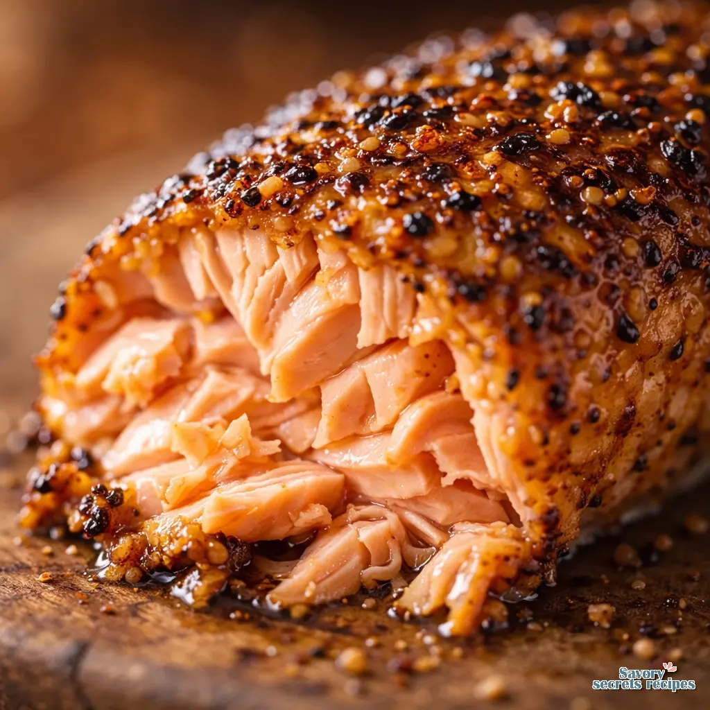 honey mustard salmon air fryer close up