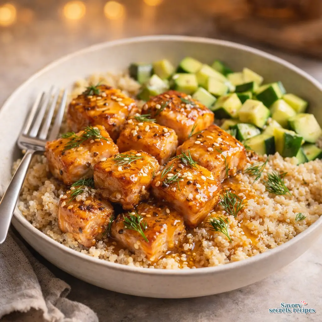 honey mustard salmon air fryer bites final presentation