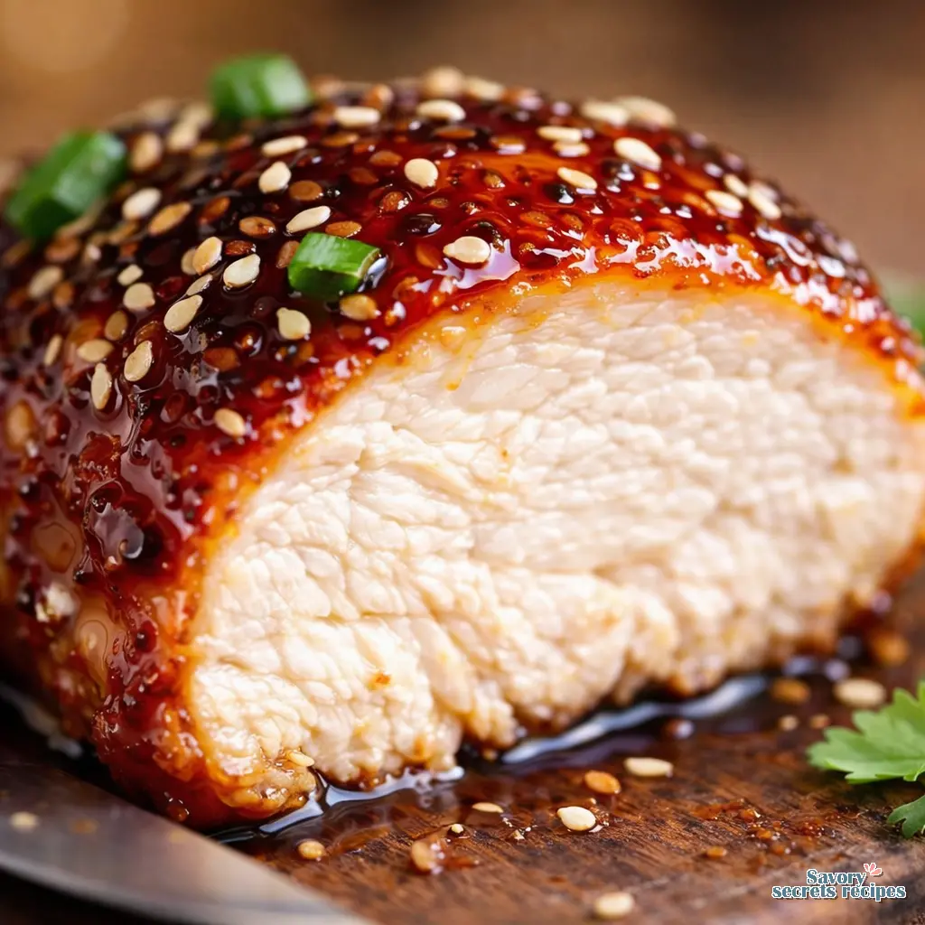 honey sriracha chicken breast close up