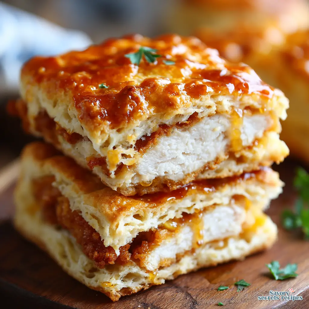 hot honey chicken biscuit close up