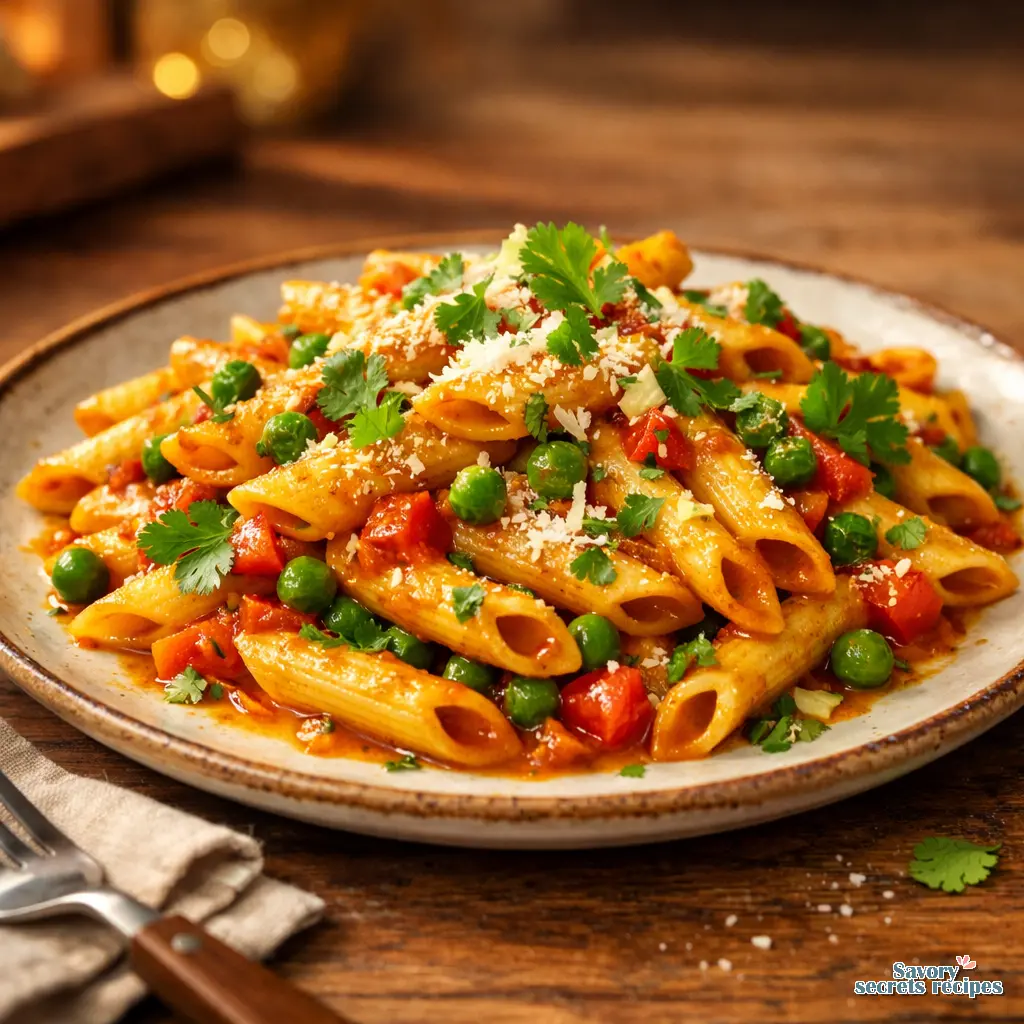 indian style spring pasta recipe final presentation